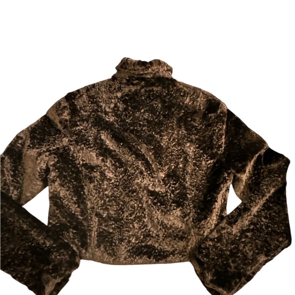 Catherine Stewart Faux Dark Brown cropped Y2K Plush Teddy cozycore - Picture 3 of 7